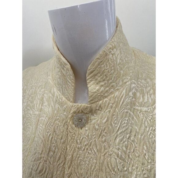 ESKANDAR Silk Blend Open Coat 40" LONG Jacket BURGUNDY Poppy BLACK (1) O/S Fit - Picture 7 of 10